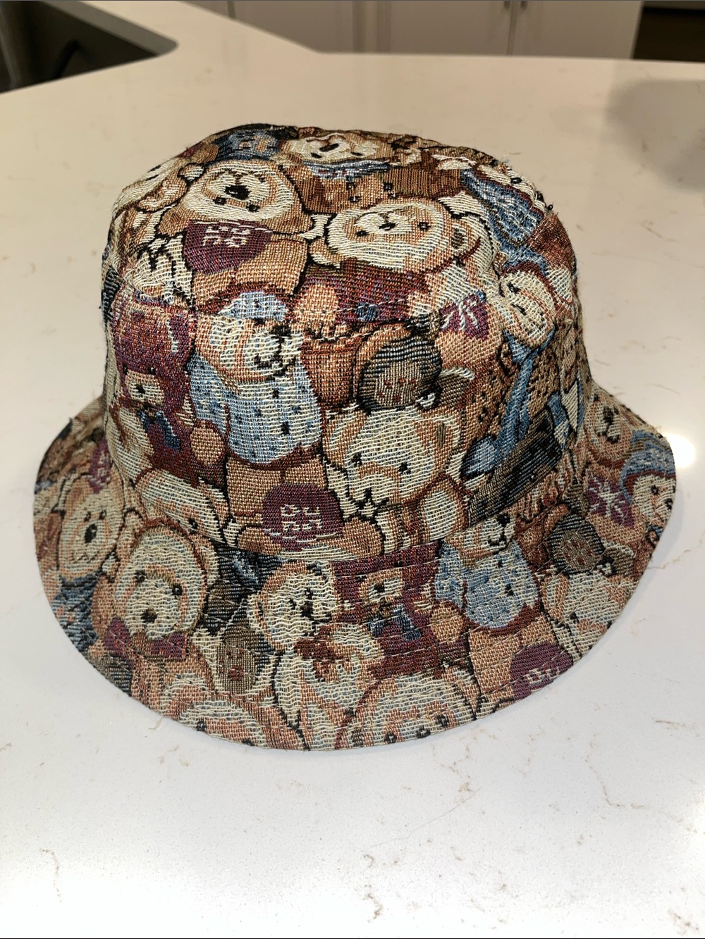 Women’s Teddy Bear Pattern Bucket Hat - Brown Multi